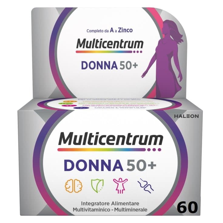 Multivitamínico + Minerales – 60 comprimidos para mujeres | Multicentrum Donna 50+