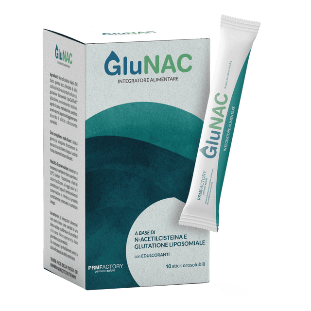 Glunac N-Acetilcisteína 714,3 mg + Glutatión – 10 sticks orodispersables