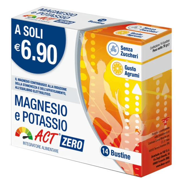 Magnesio Potasio ACT Zero – 14 sobres Magnesio Potasio