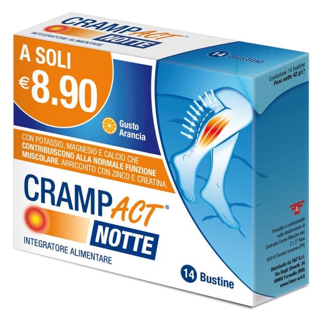 Potasio 318 mg + Magnesio – 14 sobres Noche | Crampact Notte