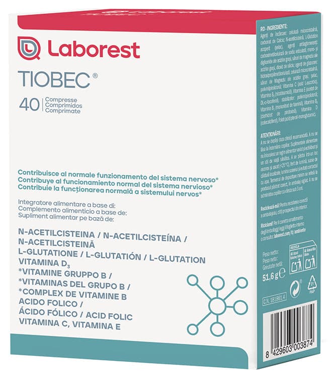 N-Acetilcisteína 590 mg + Glutatión – 40 comprimidos | Tiobec