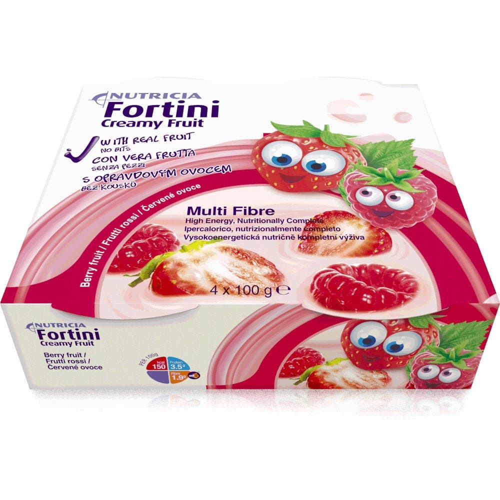 Fortini Creamy Fruit Fresa – Alimento para usos médicos especiales, 4 unidades