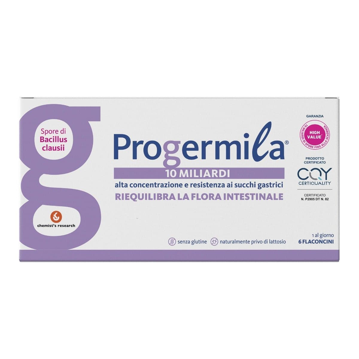 Progermila – 6 frascos bebibles con Bacillus clausii y vitaminas B – 6 x 10 ml