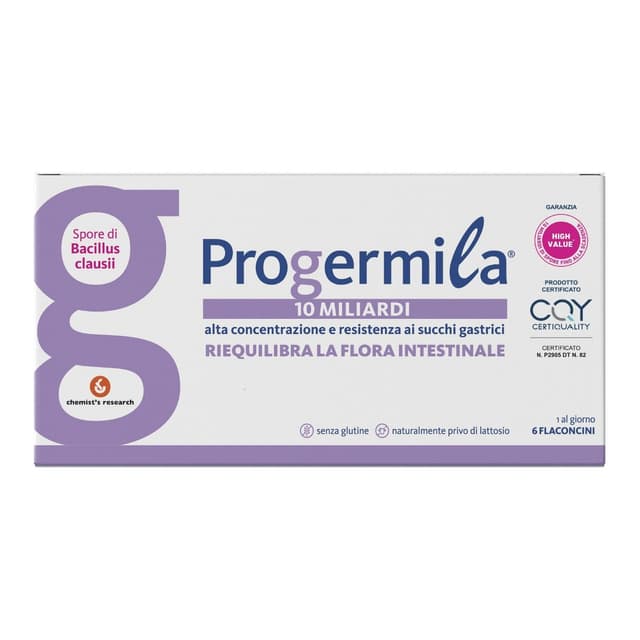 Progermila – 6 frascos bebibles con Bacillus clausii y vitaminas B – 6 x 10 ml