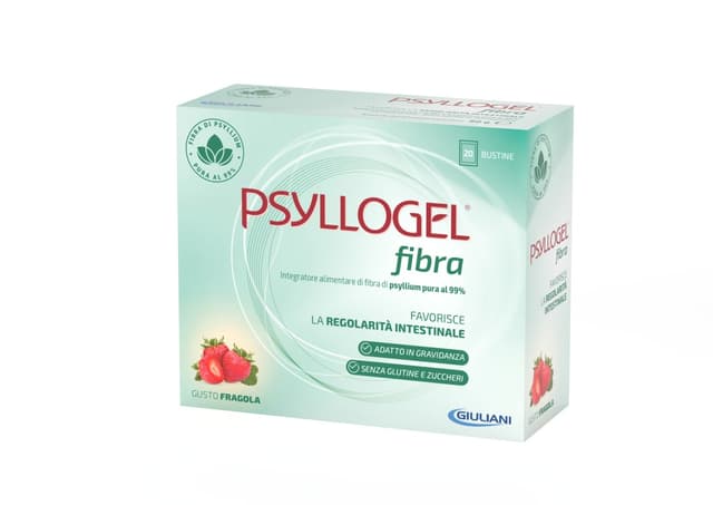 Psyllogel Fragola – Cáscara de psyllium y fibra – 20 sobres