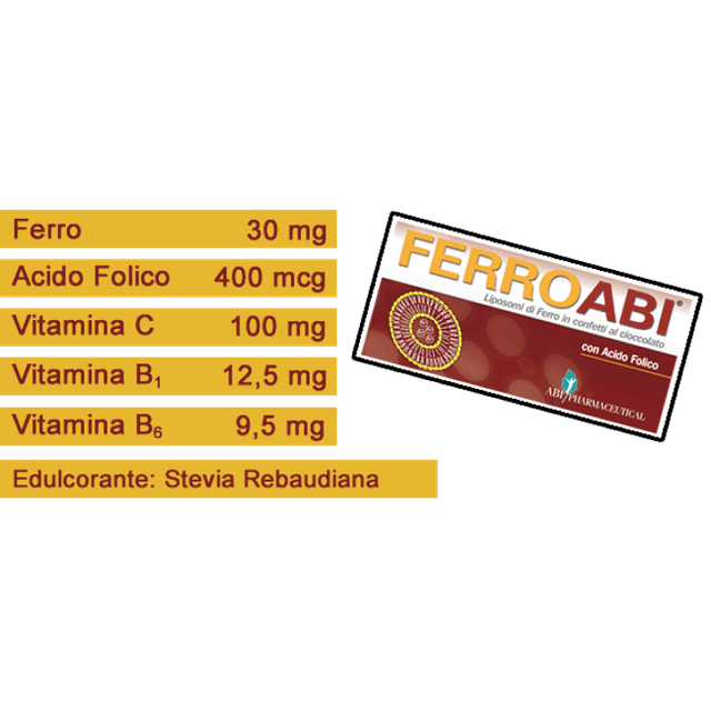 Hierro + Vitamina C – 20 comprimidos sabor chocolate | Ferro Abi