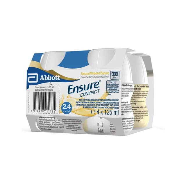Ensure Compact Banana – Bebida nutritiva, 4 x 125 ml