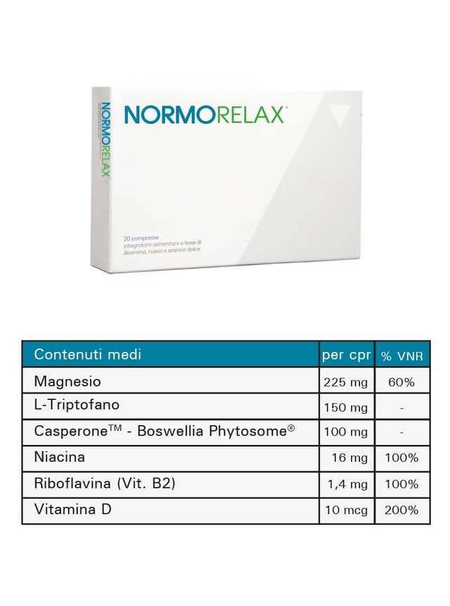 Magnesio 225 mg + L-Triptófano – 20 comprimidos recubiertos | Normorelax