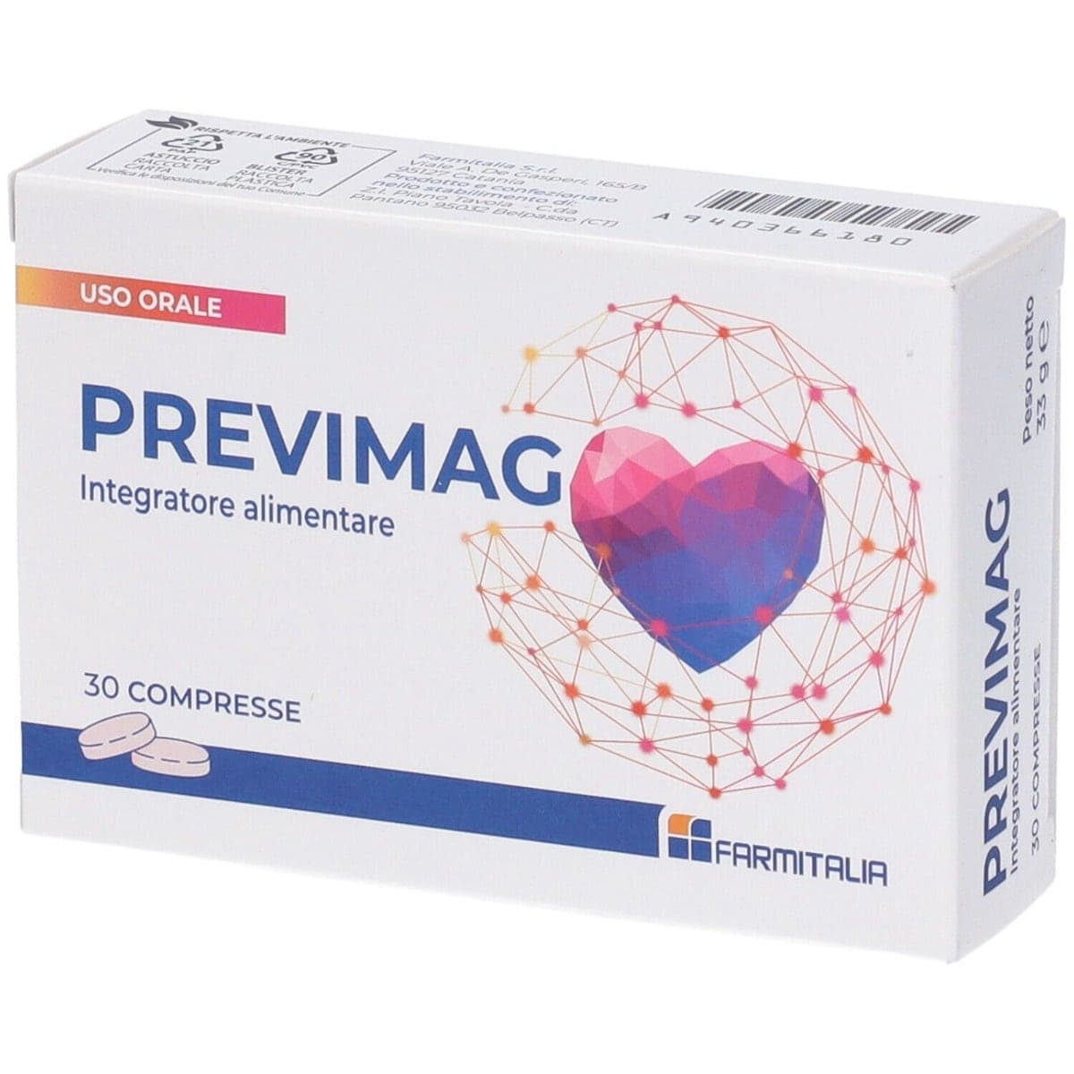 Previmag – Magnesio 187,5 mg + Lactoferrina – 30 comprimidos