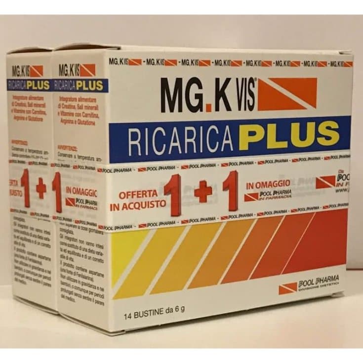 MgK Vis Ricarica Plus – Creatina, minerales y vitaminas, 14+14 sobres