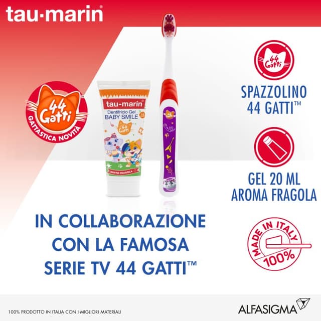 Taumarin Set Baby 44 Gatti – Cepillo dental + pasta dental 20 ml