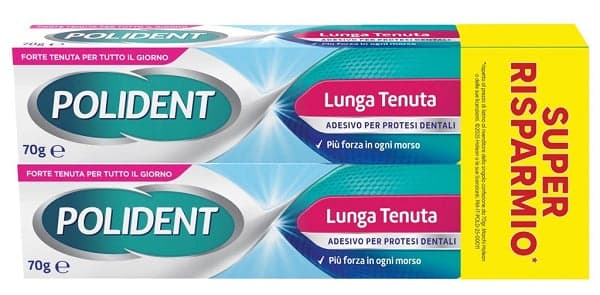 Polident Lunga Tenuta – Crema adhesiva para prótesis – Pack doble 2 x 70 g