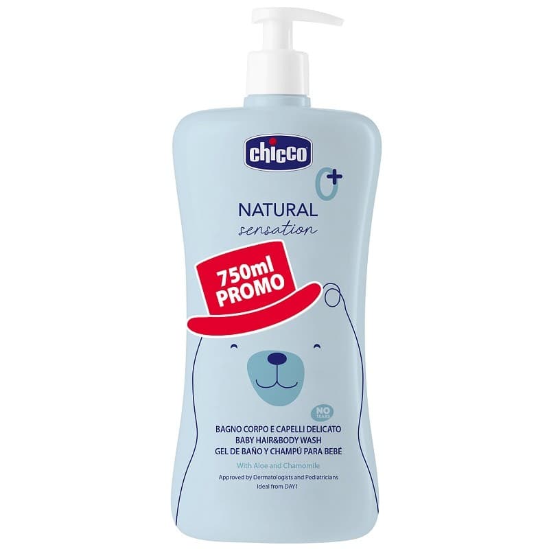 Chicco Natural Sensation Set: Gel Limpiador + Champú Cuerpo y Cabello 750 ml