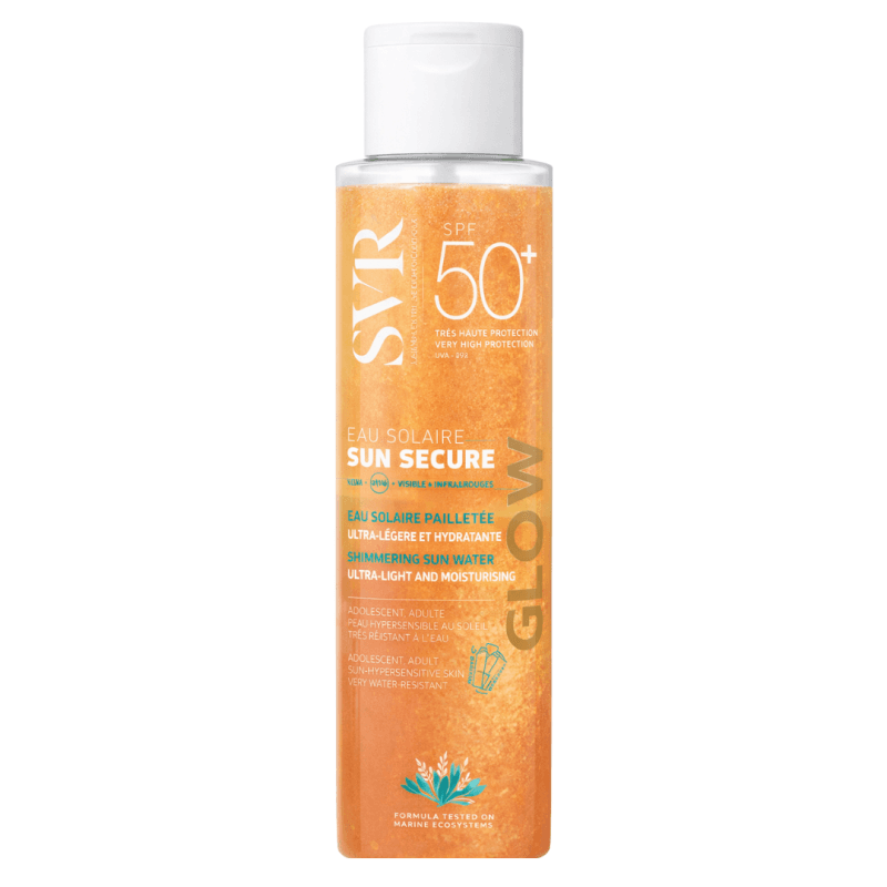 SVR Sun Secure Eau Solaire Glow FPS 50+ – Spray solar con brillo