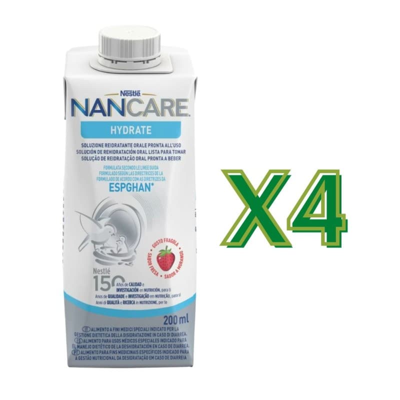 NidinaCare Hydrate – Solución de electrolitos – 4 briks de 200 ml