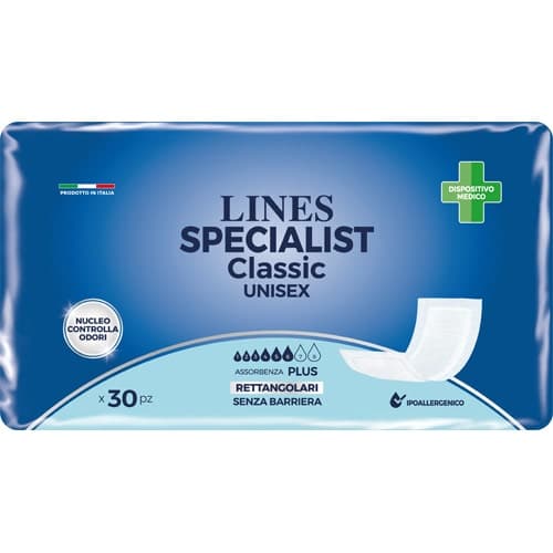 Lines Specialist Classic Protectores de Incontinencia Rectangulares – 30 unidades