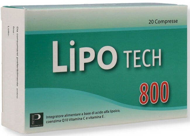 Ácido Alfalipoico 800 mg + Vitamina C – 20 comprimidos | Lipotech 800