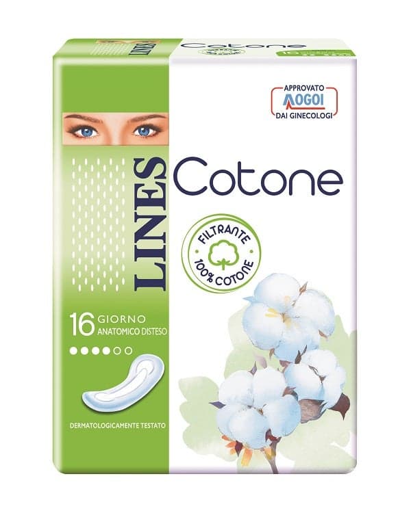 Lines Cotone Compresas anatómicas sin alas, no ultrafinas – 16 unidades