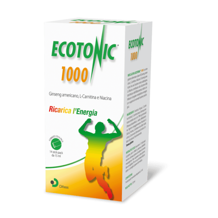 L-Carnitina 1000 mg + Ginseng – 14 sticks | Ecotonic 1000