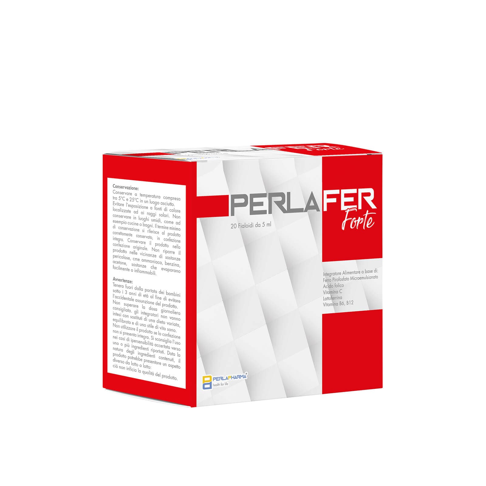 Hierro + Complejo de vitamina B – 20 ampollas de 5 ml | Perlafer Forte