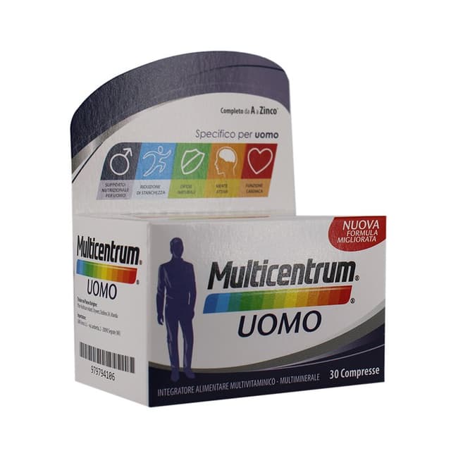 Complejo de vitamina B + Calcio – 30 comprimidos para hombres | Multicentrum Uomo