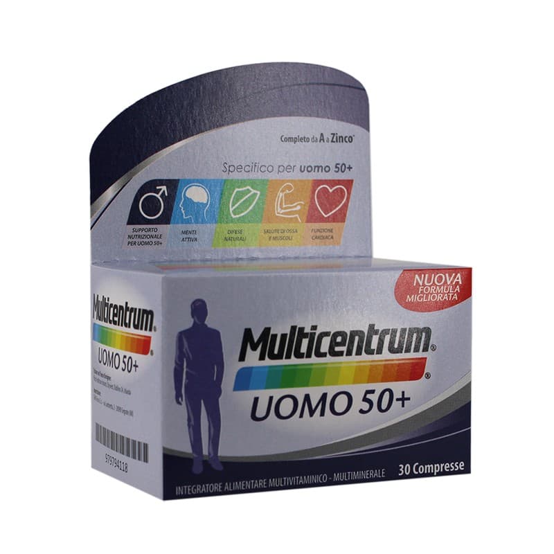 Multivitaminas + Calcio – 30 comprimidos para hombres | Multicentrum Uomo 50+
