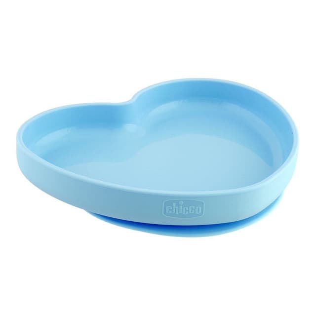 Chicco Plato de Silicona con Ventosa Azul – Plato infantil en forma de corazón
