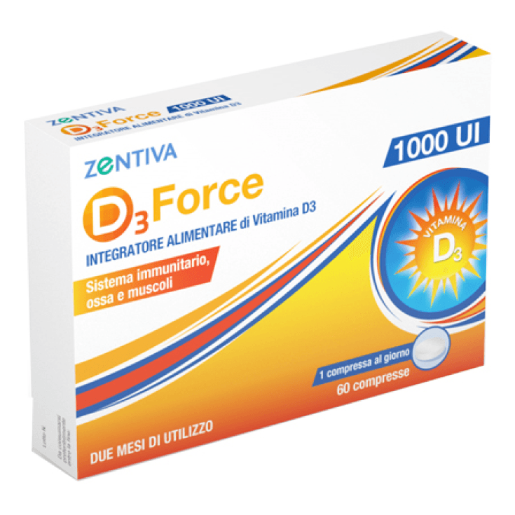 Zentiva D3 Force 1000 UI – Vitamina D3, 60 comprimidos