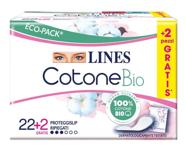 Lines Cotone Bio Protegeslips plegados – 24 unidades