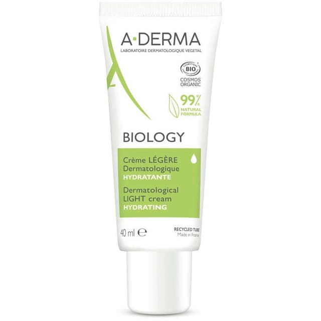 A-Derma Biology AD Crema Ligera – 40 ml de crema facial para piel sensible y seca