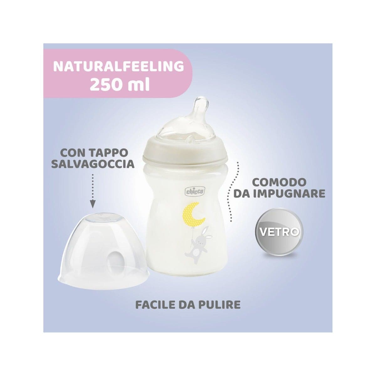 Chicco Biberón de Cristal 0M+ 250 ml