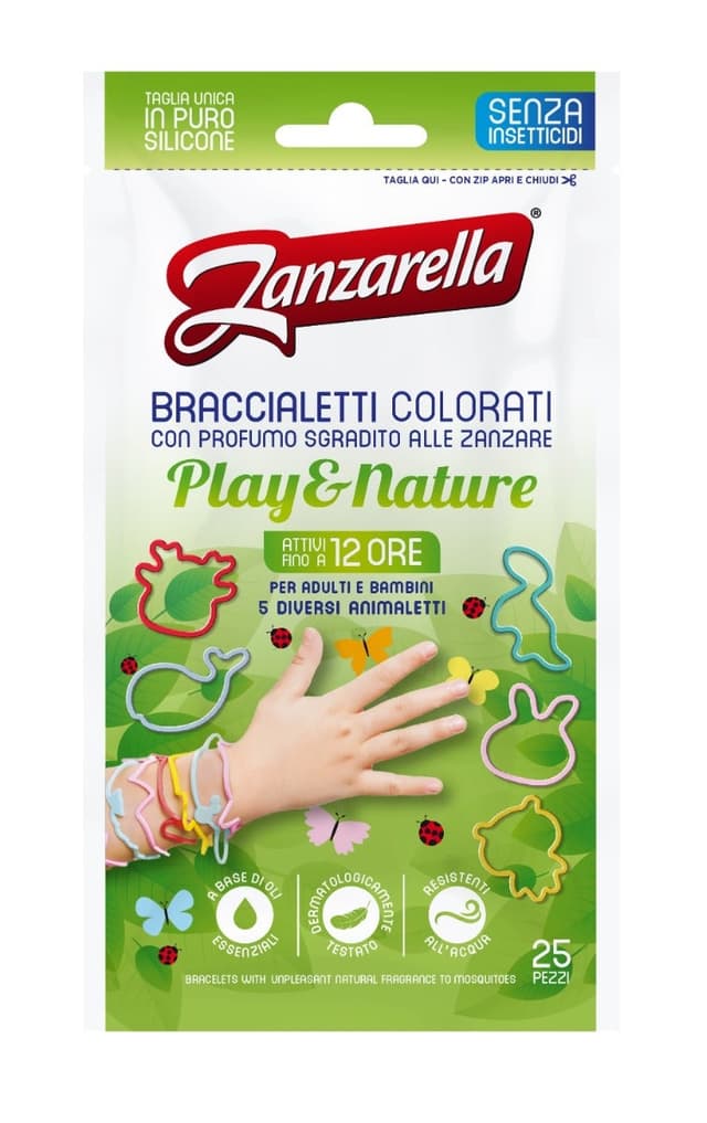 Zanzarella Play & Nat Pulsera antimosquitos – 25 unidades