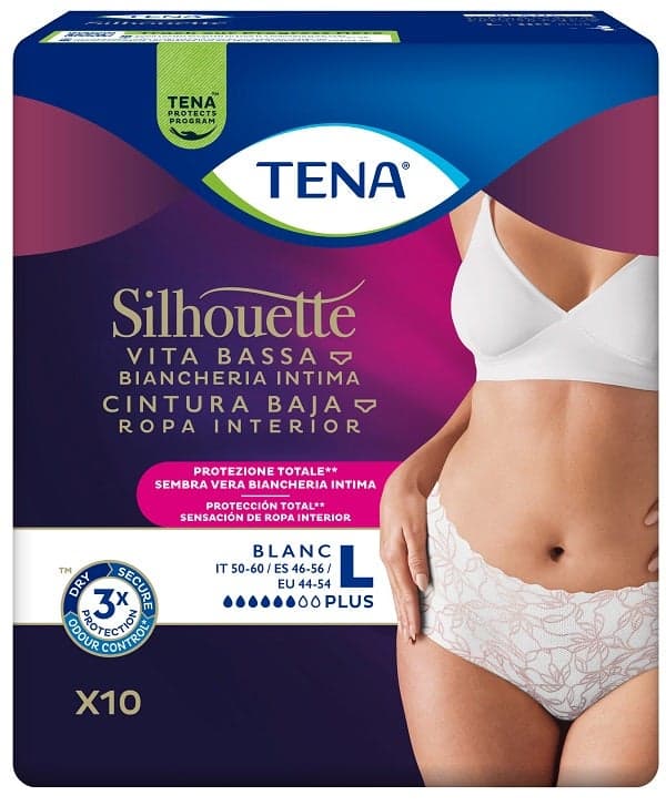 TENA Silhouette Plus White L – 10 braguitas absorbentes para incontinencia