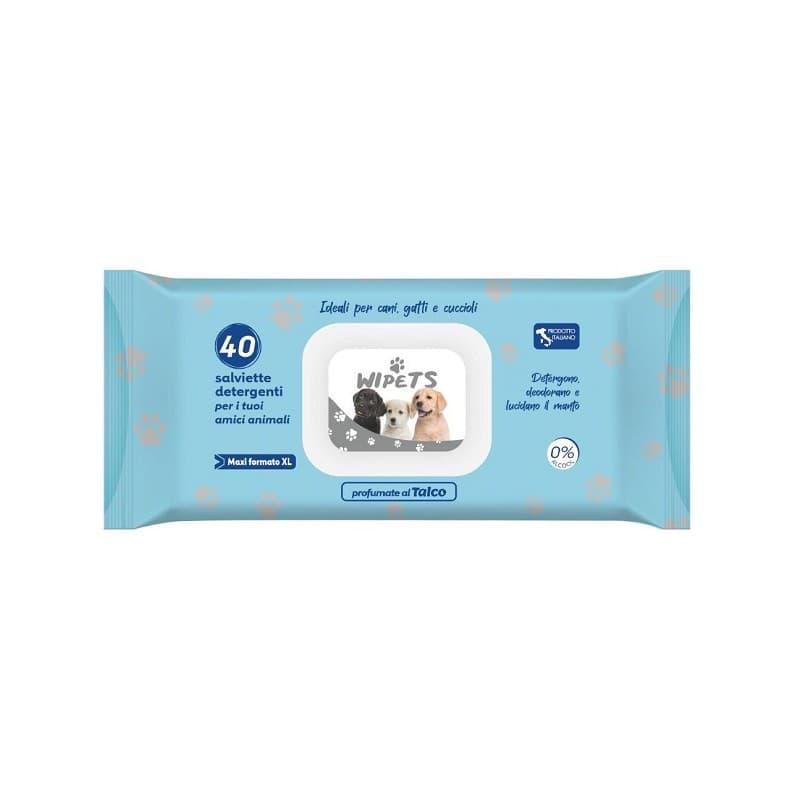 Toallitas Pets con aroma a talco – 40 toallitas para perros y gatos