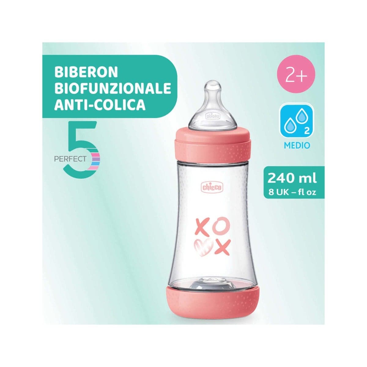 Chicco Biberón Flujo Medio Silicona P5 240 ml Girl