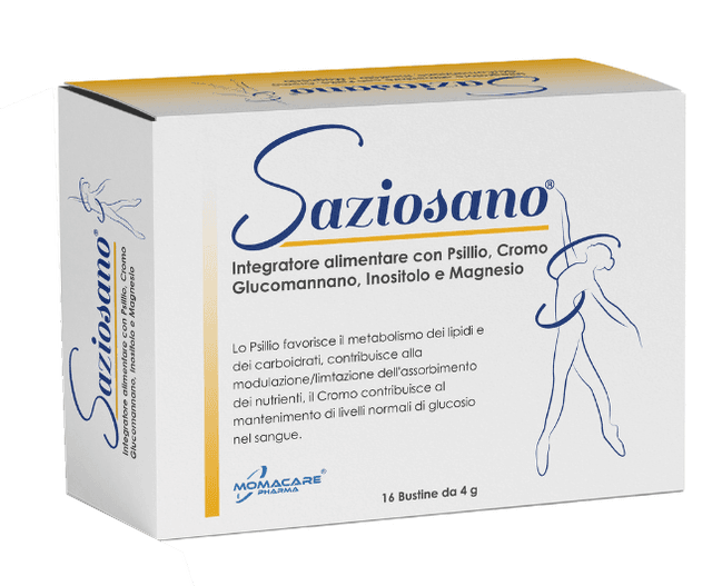 Saziosano – Cáscara de psyllium 2 g + Magnesio – 16 sobres Complemento alimenticio