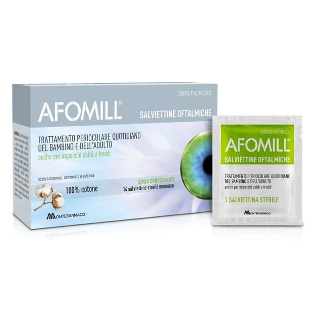 Afomill Toallitas oculares – 14 toallitas estériles para los párpados