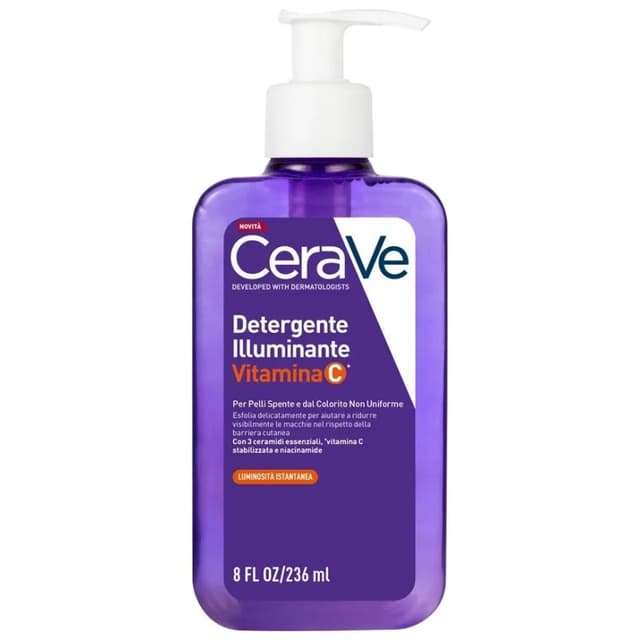 CeraVe Gel Limpiador con Vitamina C – limpieza facial iluminadora