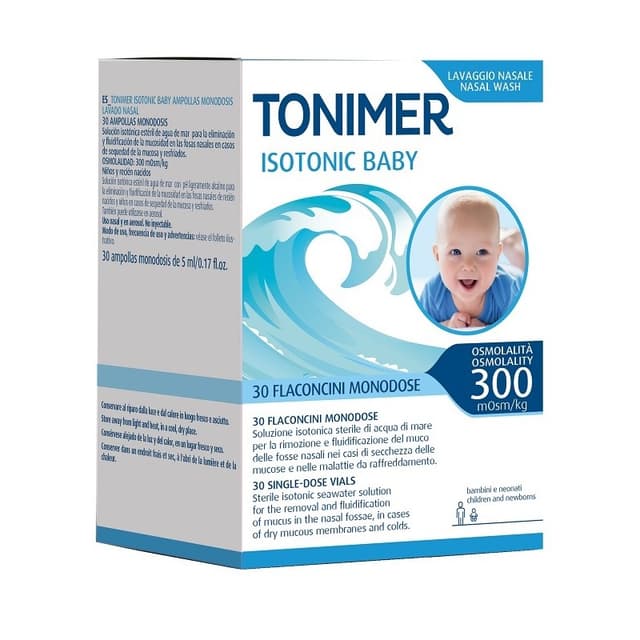 Tonimer Isotonic Baby – 12 ampollas monodosis de solución isotónica nasal