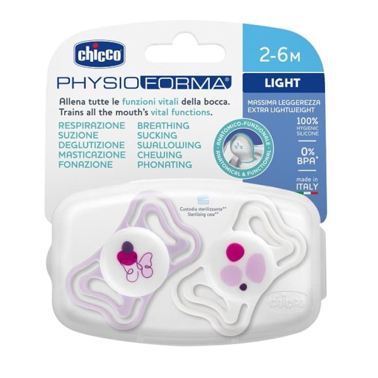 Chicco Physio Light Chupetes de Silicona 6M+ – 2 unidades