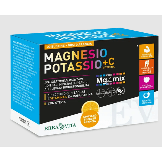 Magnesio y Potasio + Vit C Naranja – Polvo, 1 unidad | Erba Vita