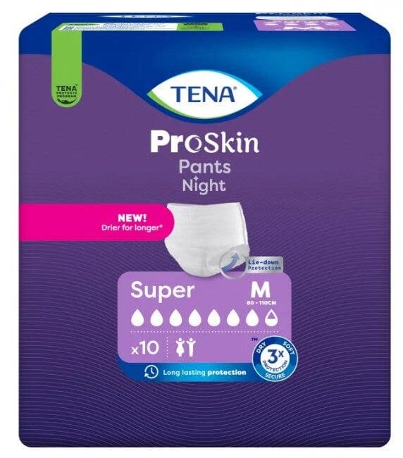 TENA Pants Night Super – Talla M, 10 unidades