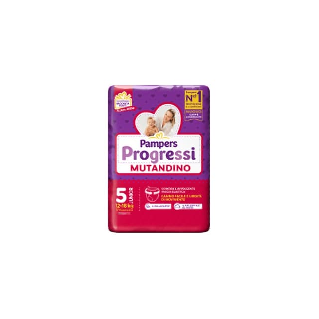Pampers Progressi Pañales braguita Junior Talla 5 – 17 unidades
