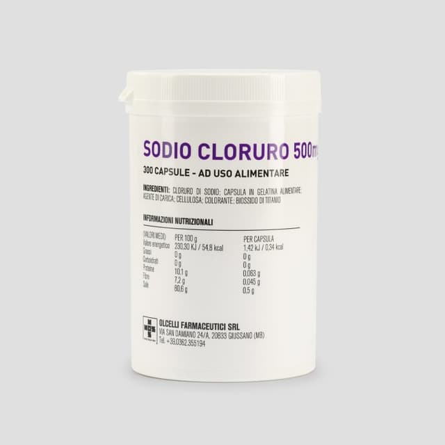 Electrolitos – 300 cápsulas de 500 mg | Sodio Cloruro OLCEL