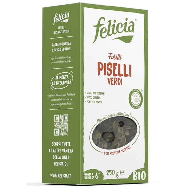 Felicia Bio Fusilli Piselli – Pasta sin gluten de guisantes, 1 unidad