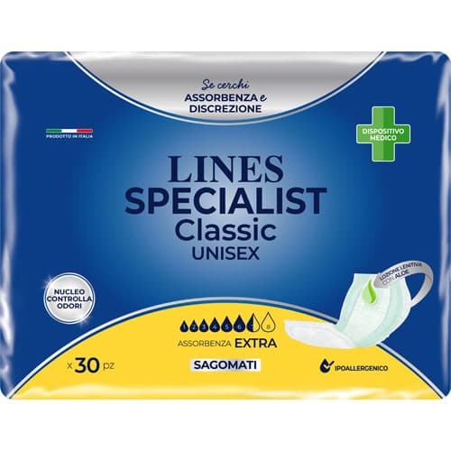 Lines Specialist Classic Extra Protectores Anatómicos de Incontinencia – 30 unidades