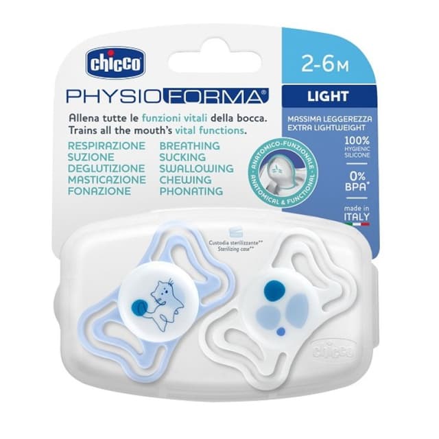 Chicco Physio Light Chupete de Silicona Azul 6+ meses – 2 unidades